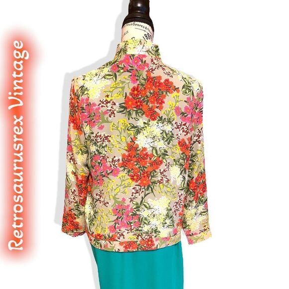 Vintage Kikit Retro Mod Floral Zipper Cardigan Jacket, Medium - Picture 4 of 7